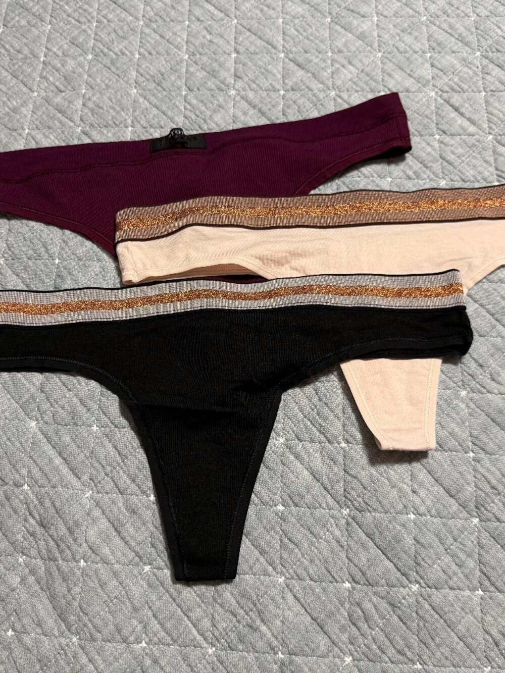 Victoria's Secret Thong Panties Lot of 3 Size Large NWT